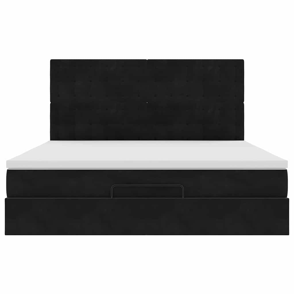 Cadre de lit ottoman avec matelas noir 160x200 cm velours - XIOS
