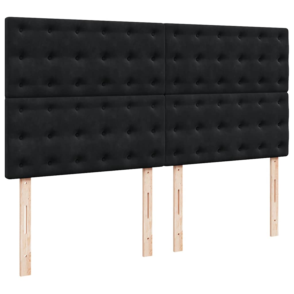 Cadre de lit ottoman avec matelas noir 160x200 cm velours - XIOS
