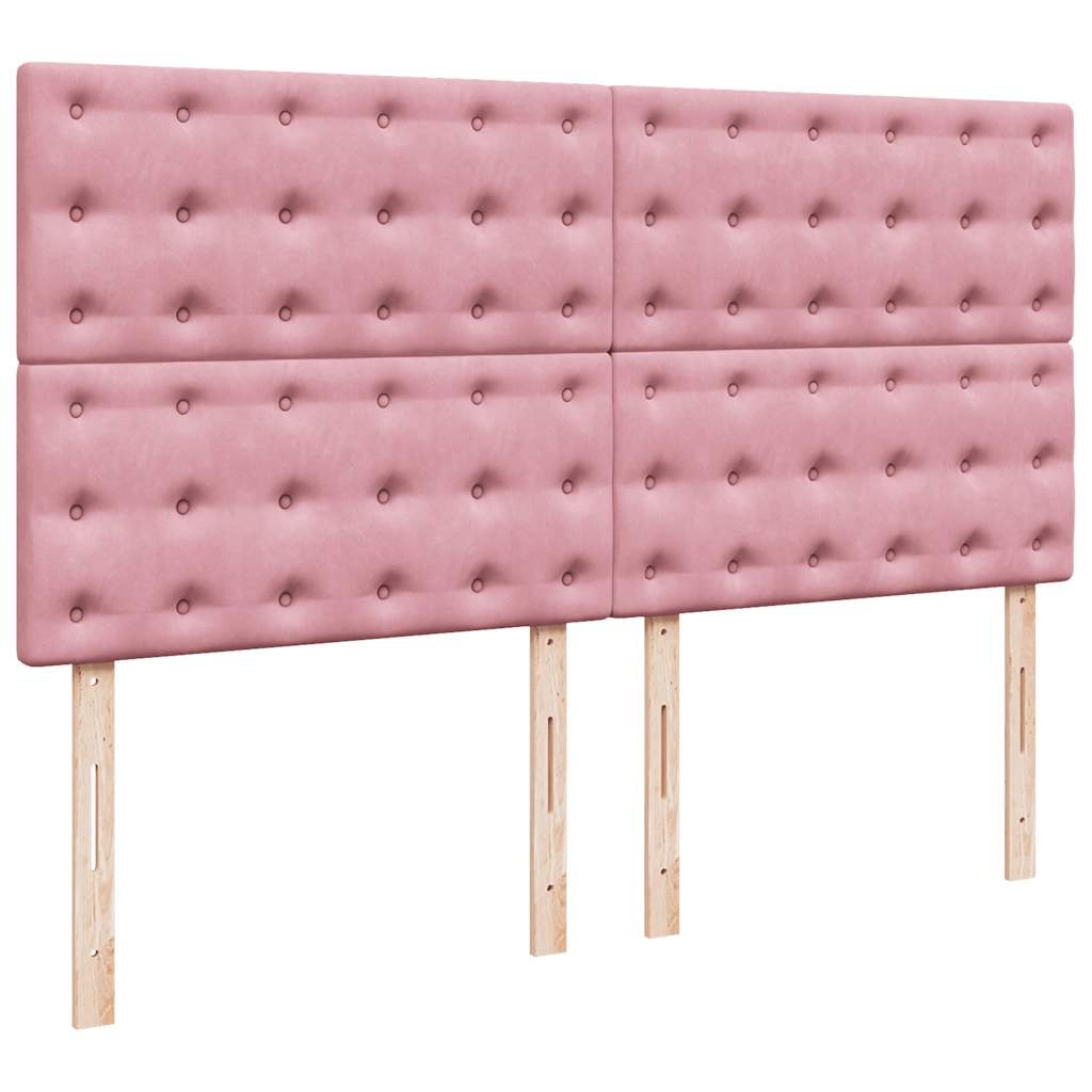 Cadre de lit ottoman avec matelas rose 160x200 cm velours - XIOS