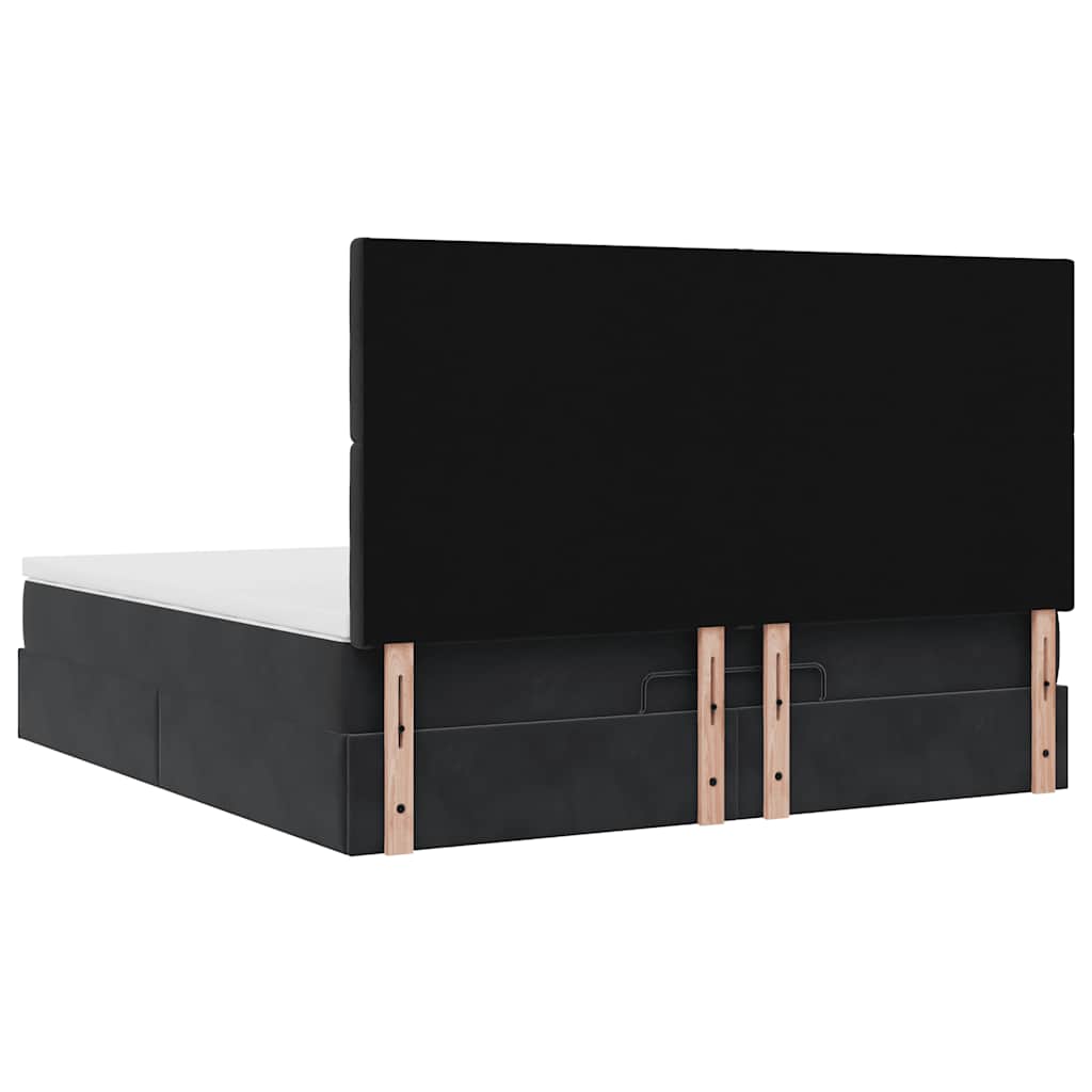Cadre de lit ottoman avec matelas noir 180x200cm velours - XIOS