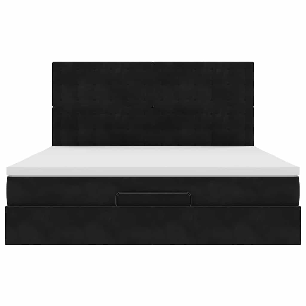 Cadre de lit ottoman avec matelas noir 180x200cm velours - XIOS