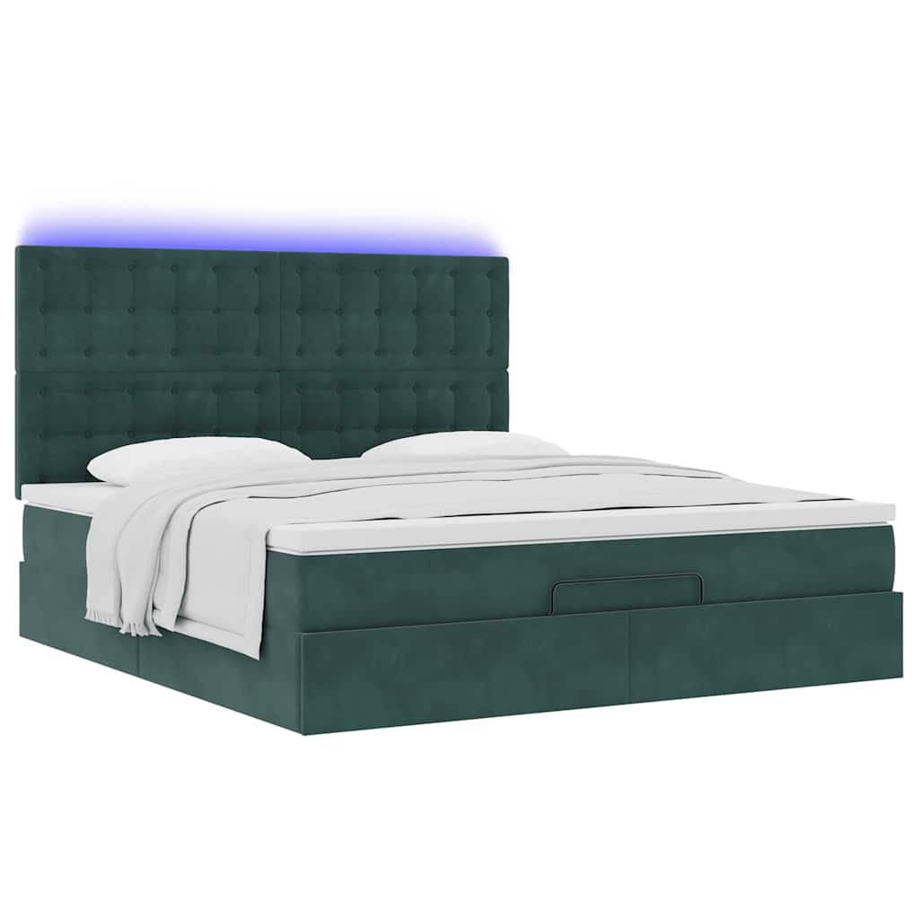 Cadre de lit ottoman avec matelas vert foncé 180x200cm velours - XIOS