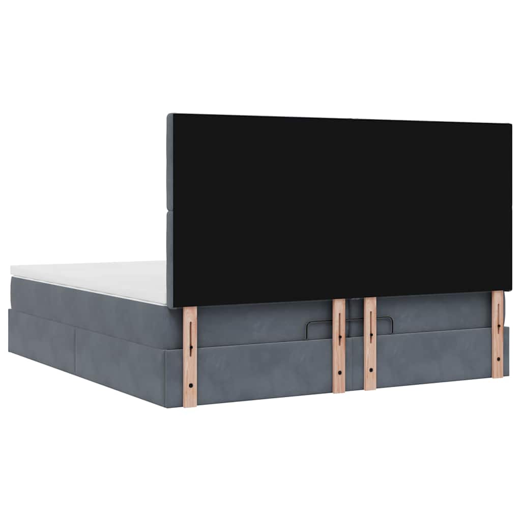 Cadre de lit ottoman avec matelas gris foncé 200x200 cm velours - XIOS