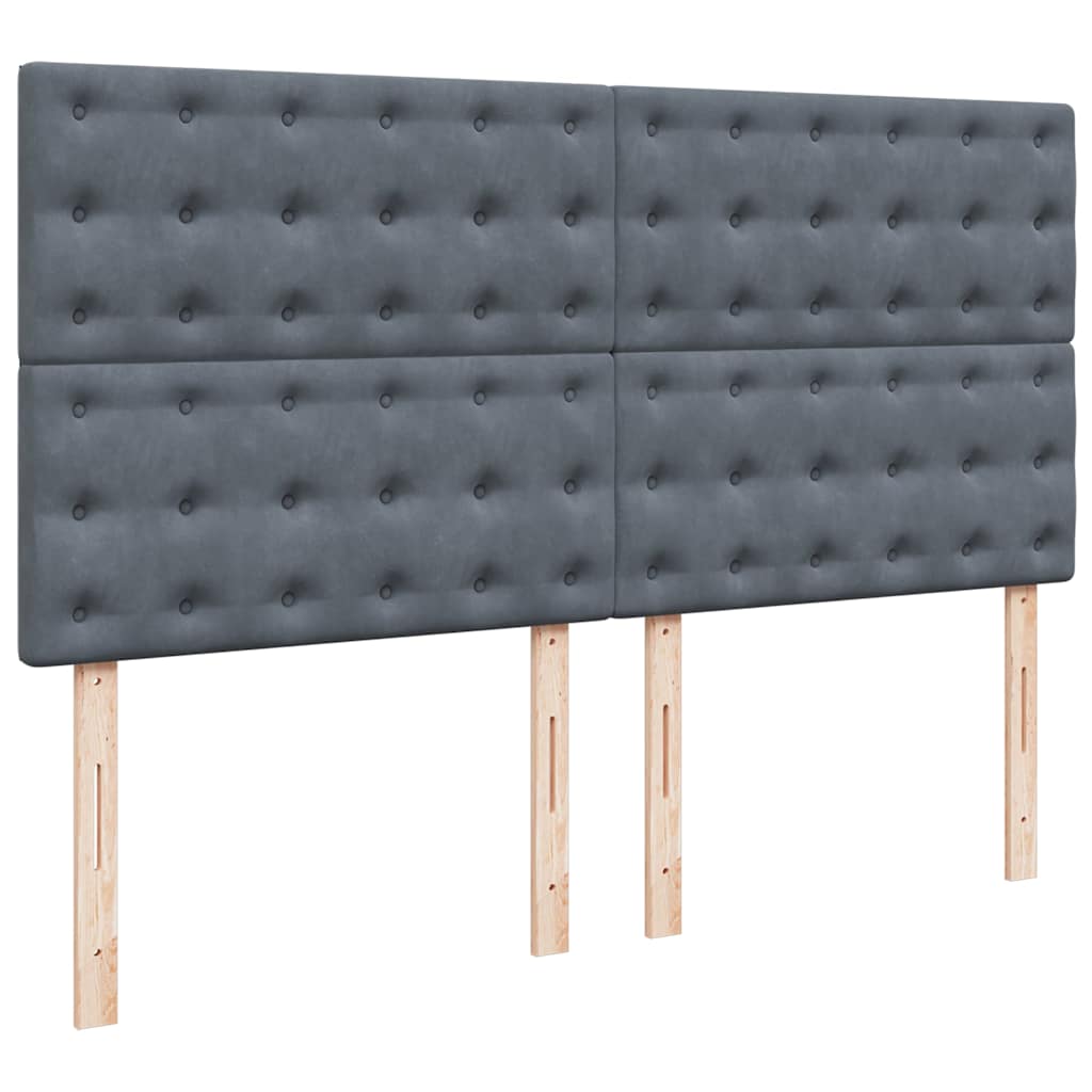 Cadre de lit ottoman avec matelas gris foncé 200x200 cm velours - XIOS