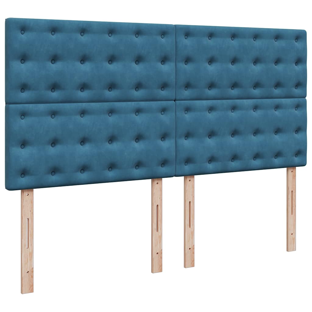 Cadre de lit ottoman avec matelas bleu foncé 200x200 cm velours - XIOS