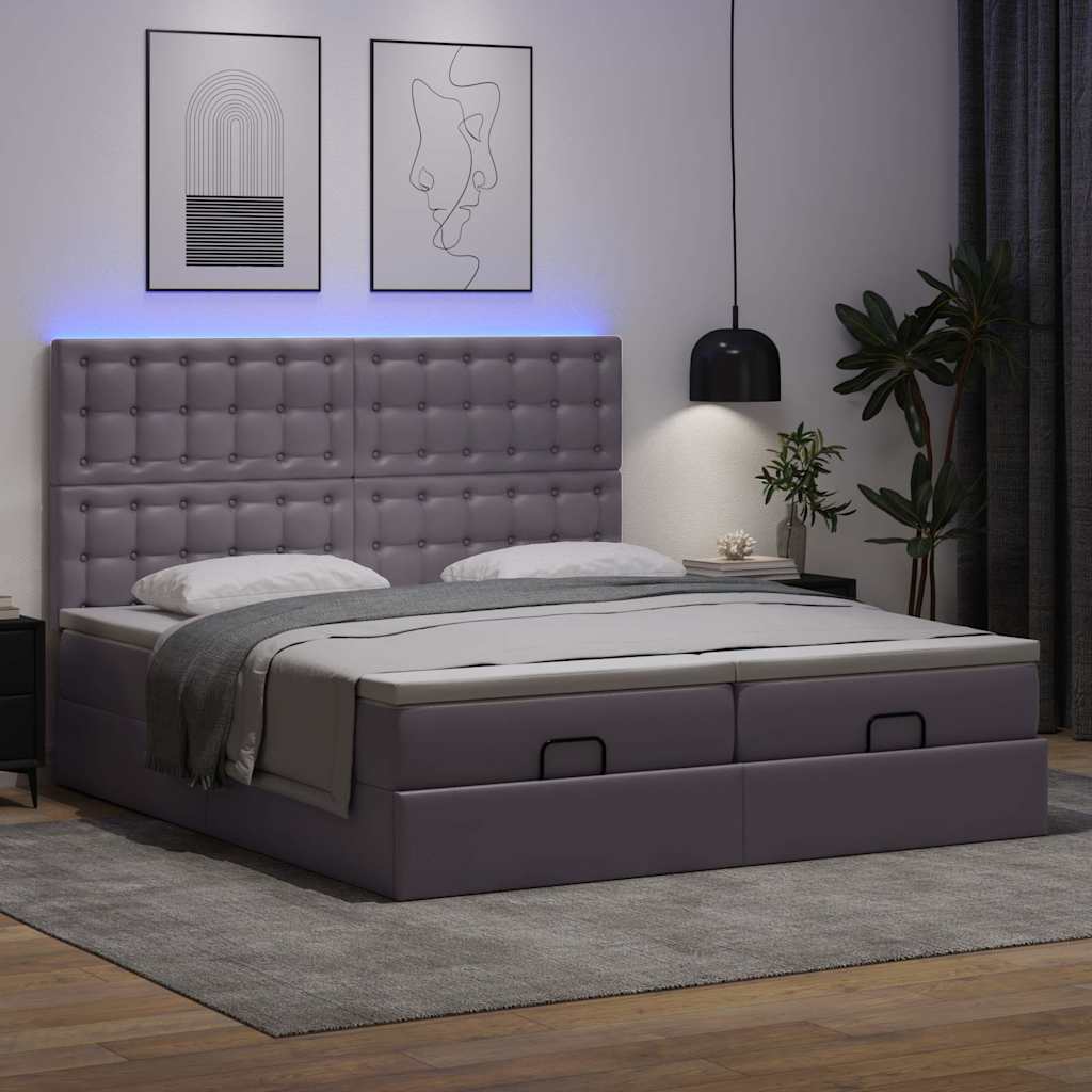 Lit ottoman avec matelas & LED Gris 180x200cm similicuir - XIOS