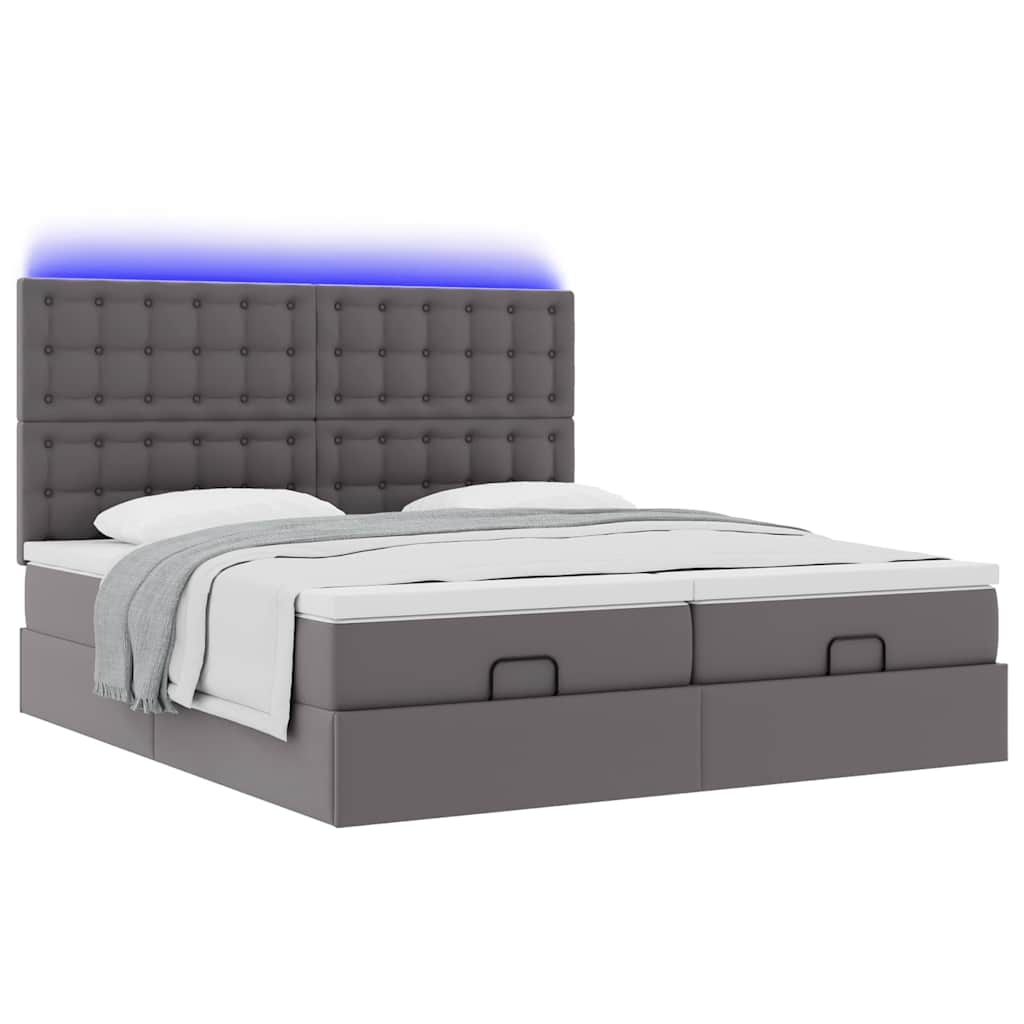 Lit ottoman avec matelas & LED Gris 180x200cm similicuir - XIOS