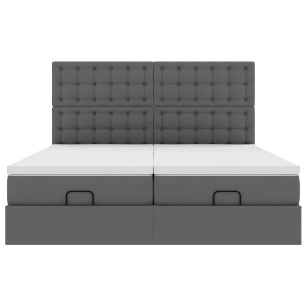 Lit ottoman avec matelas & LED Gris 180x200cm similicuir - XIOS