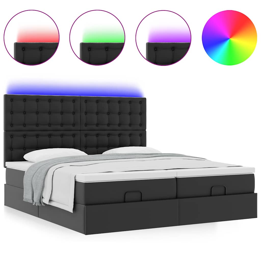 Cadre de lit ottoman avec matelas noir 200x200 cm similicuir - XIOS
