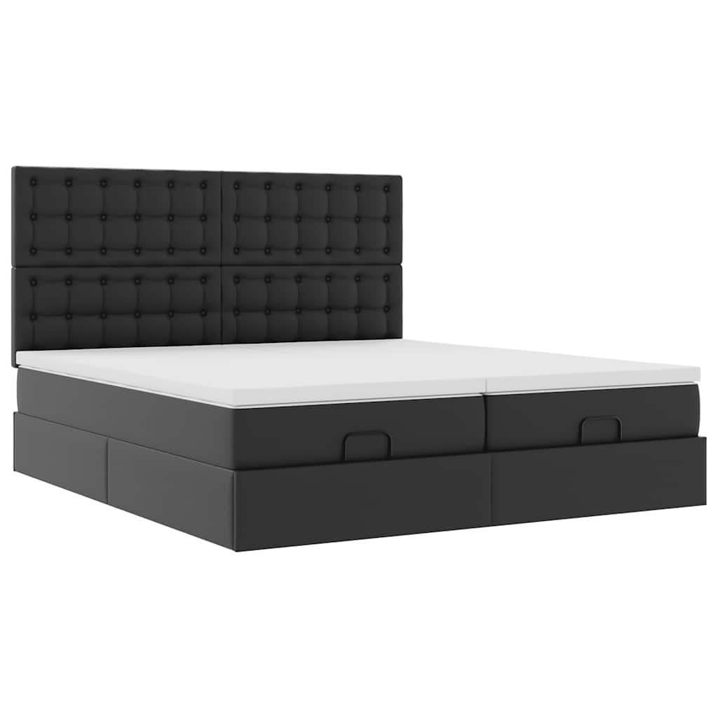 Cadre de lit ottoman avec matelas noir 200x200 cm similicuir - XIOS