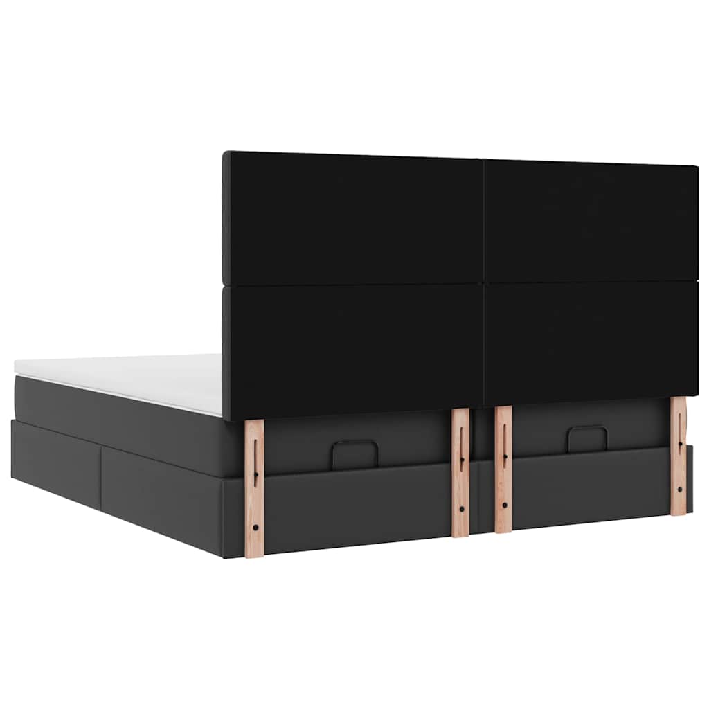Cadre de lit ottoman avec matelas noir 200x200 cm similicuir - XIOS