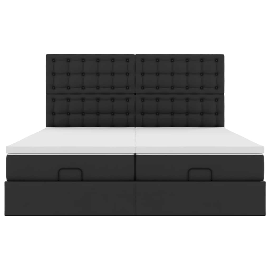 Cadre de lit ottoman avec matelas noir 200x200 cm similicuir - XIOS