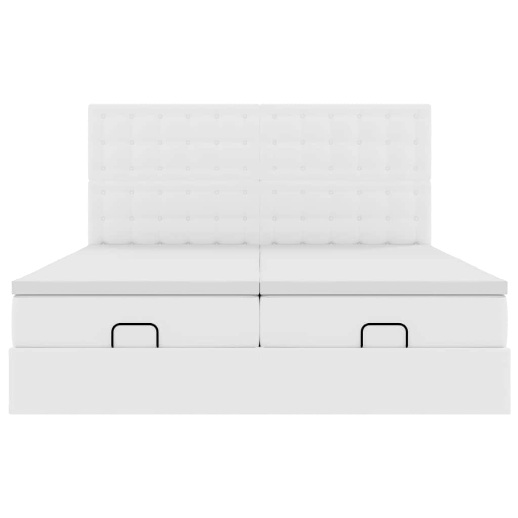 Cadre de lit ottoman et matelas blanc pur 200x200cm similicuir - XIOS