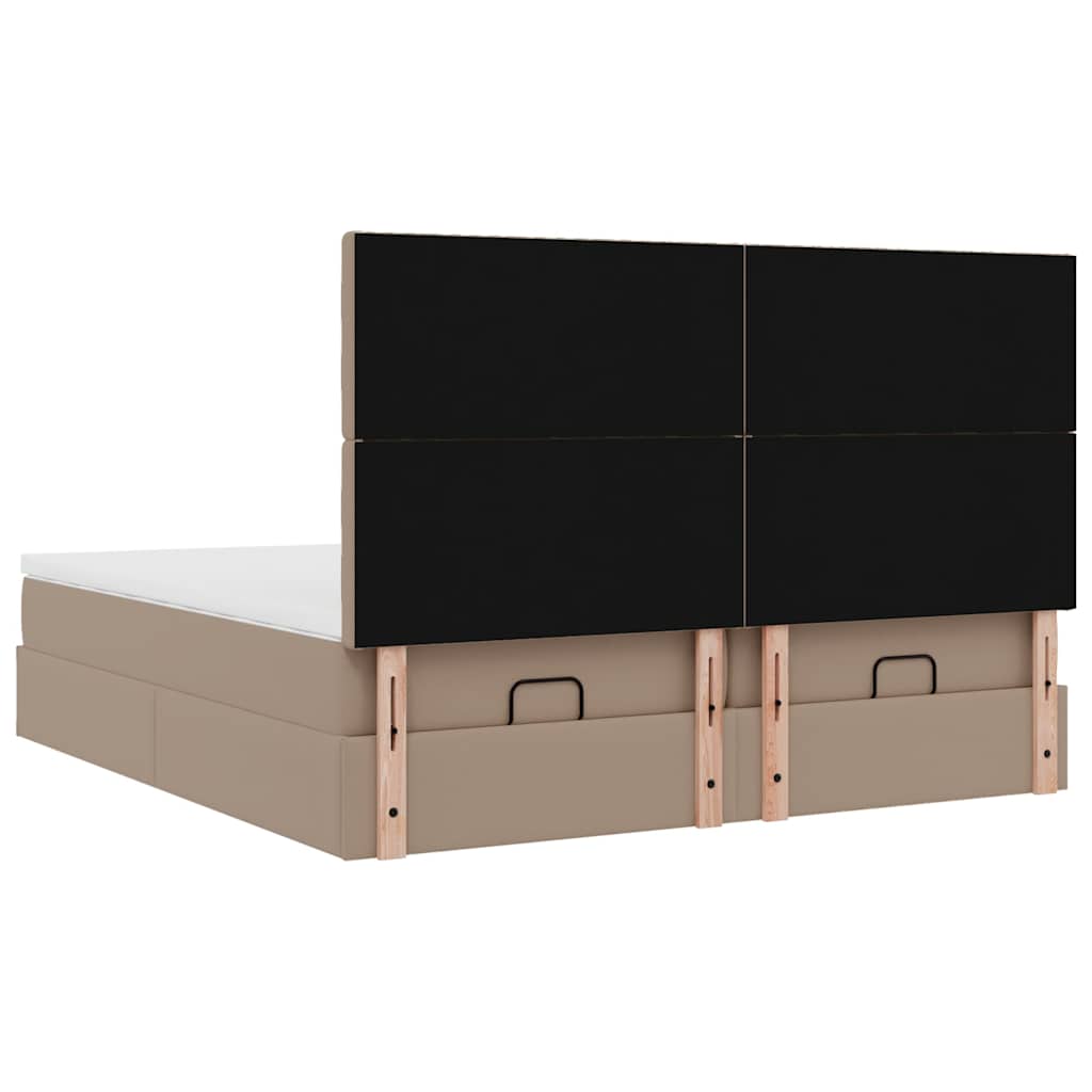 Cadre de lit ottoman et matelas cappuccino 200x200cm similicuir - XIOS