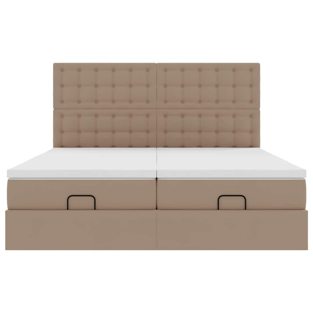 Cadre de lit ottoman et matelas cappuccino 200x200cm similicuir - XIOS