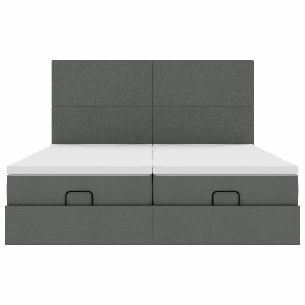 Cadre de lit ottoman avec matelas gris foncé 160x200cm tissu - XIOS