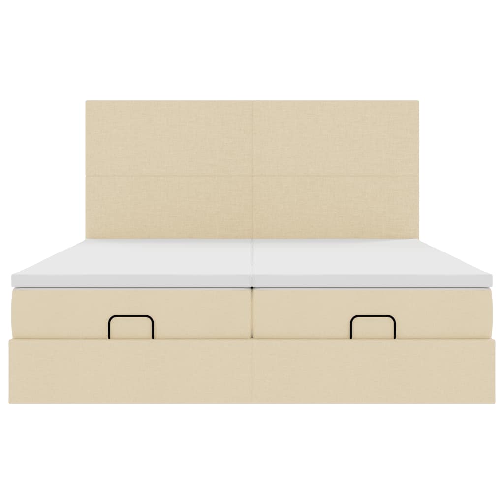 Cadre de lit ottoman avec matelas crème 160x200 cm tissu - XIOS
