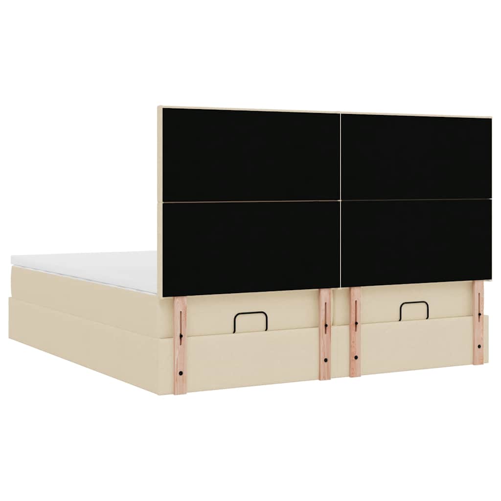 Cadre de lit ottoman avec matelas crème 160x200 cm tissu - XIOS