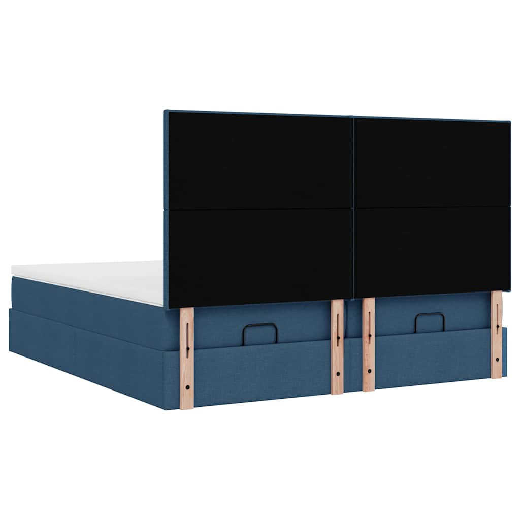 Cadre de lit ottoman avec matelas bleu 160x200 cm tissu - XIOS
