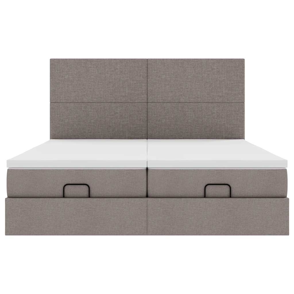 Cadre de lit ottoman avec matelas taupe 180x200 cm tissu - XIOS