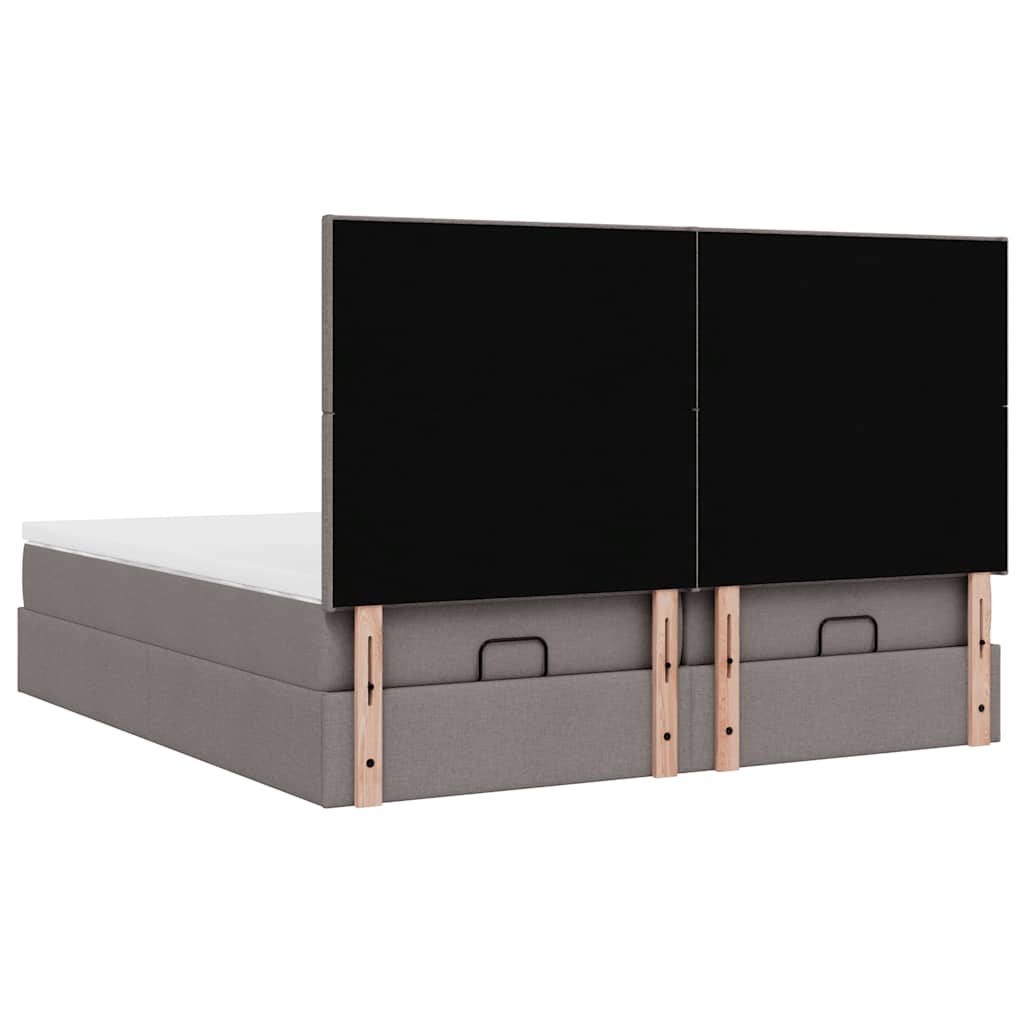 Cadre de lit ottoman avec matelas taupe 180x200 cm tissu - XIOS