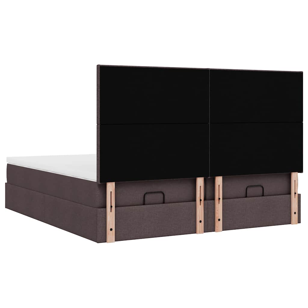 Cadre de lit ottoman avec matelas marron foncé 200x200 cm tissu - XIOS