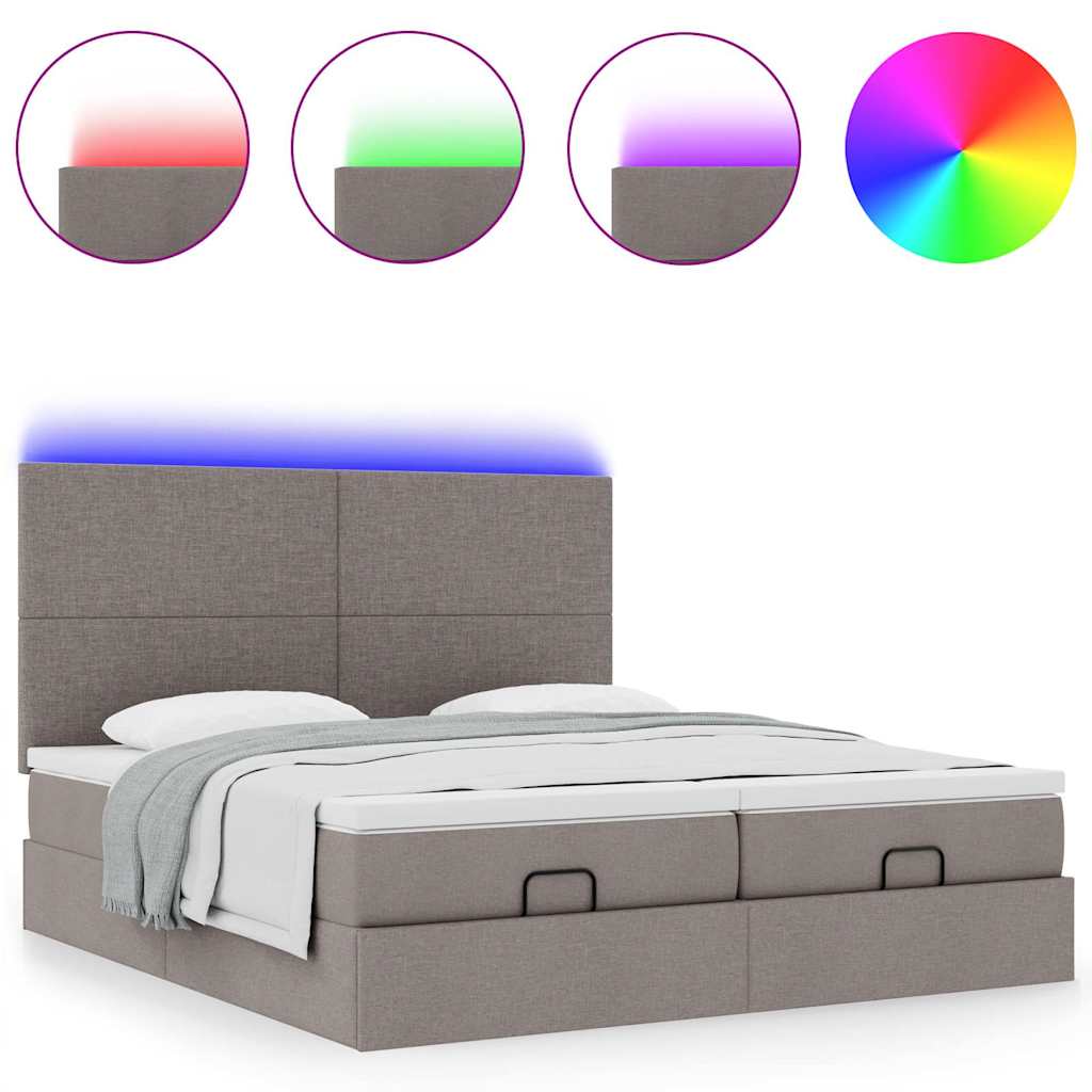 Cadre de lit ottoman avec matelas taupe 200x200cm tissu - XIOS