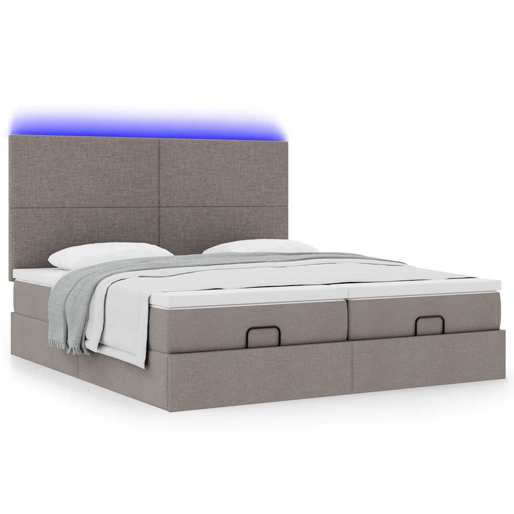 Cadre de lit ottoman avec matelas taupe 200x200cm tissu - XIOS