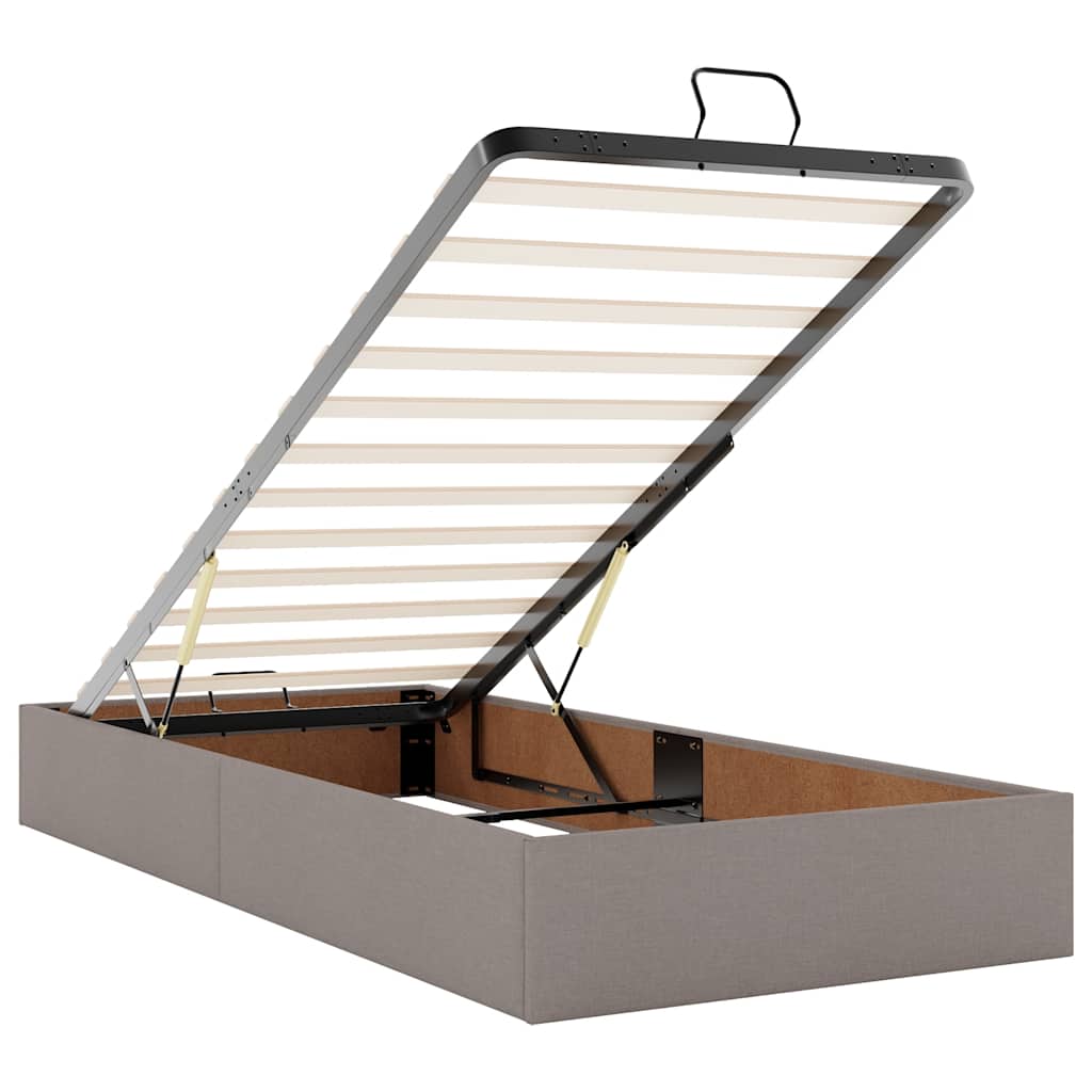 Cadre de lit ottoman avec matelas taupe 200x200cm tissu - XIOS
