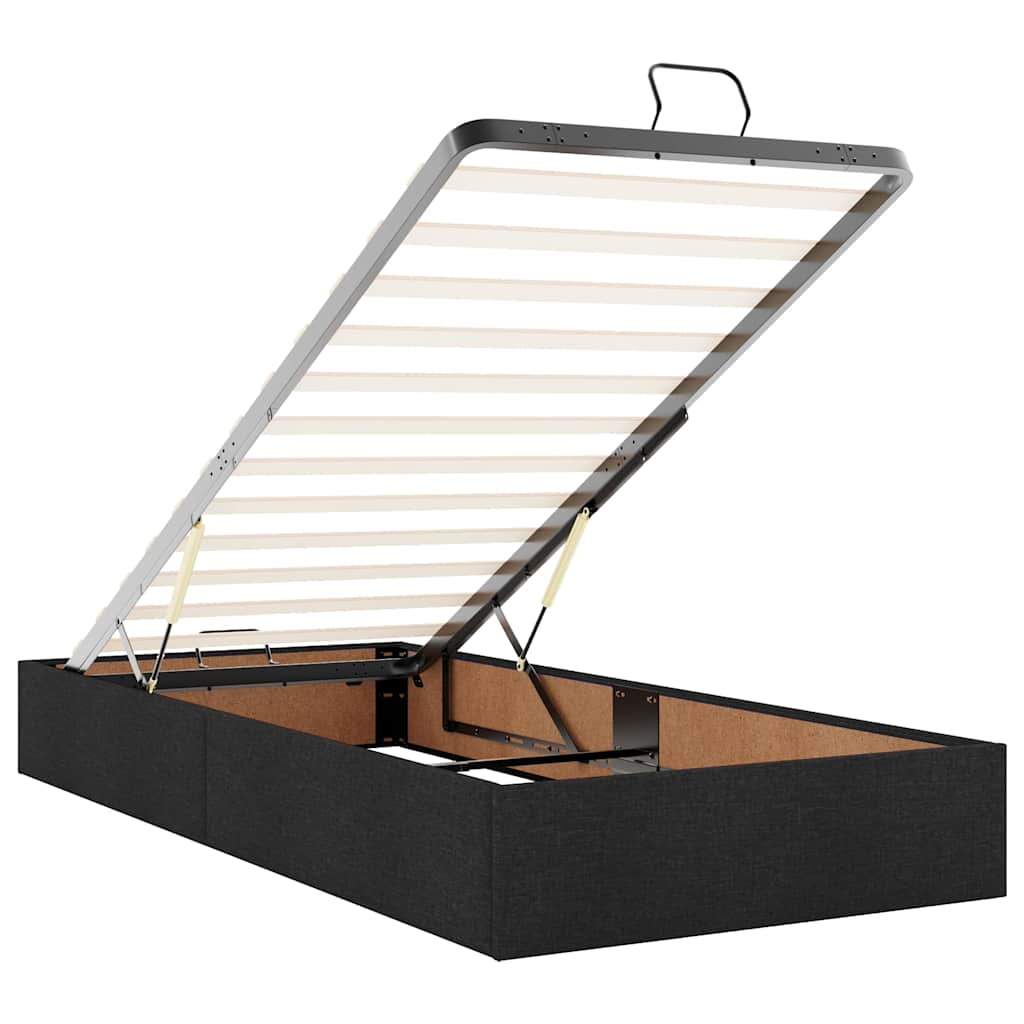 Cadre de lit ottoman avec matelas noir 180x200cm tissu - XIOS