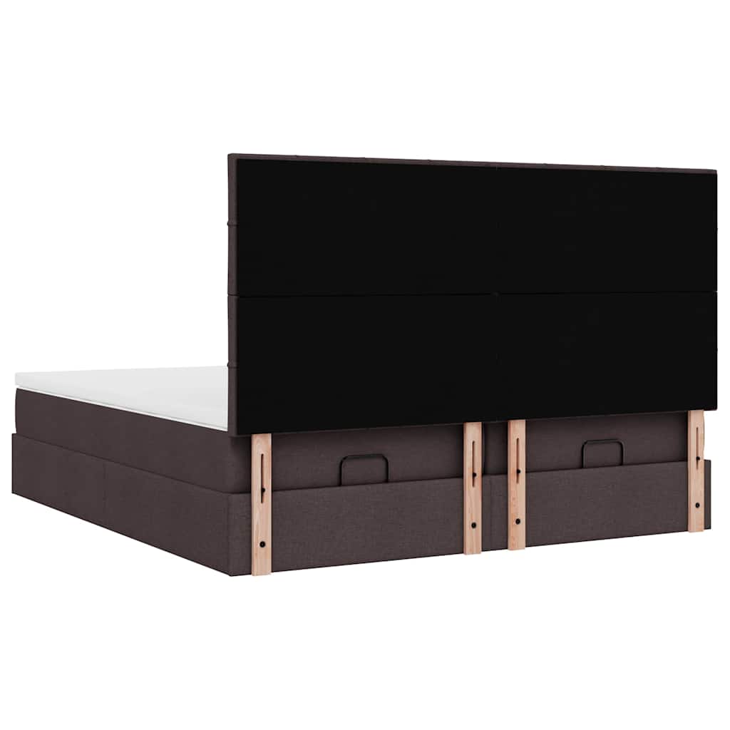 Cadre de lit ottoman avec matelas marron foncé 180x200 cm tissu - XIOS