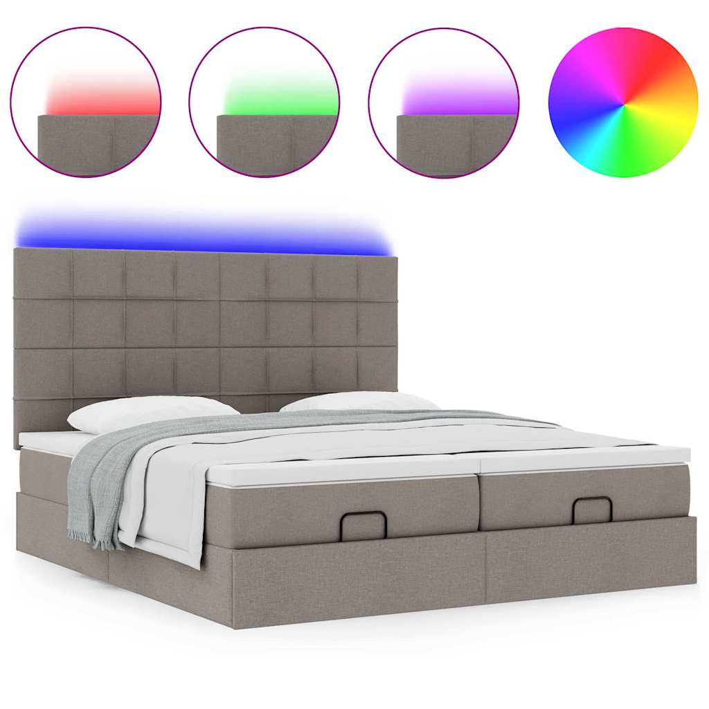 Cadre de lit ottoman avec matelas taupe 180x200 cm tissu - XIOS
