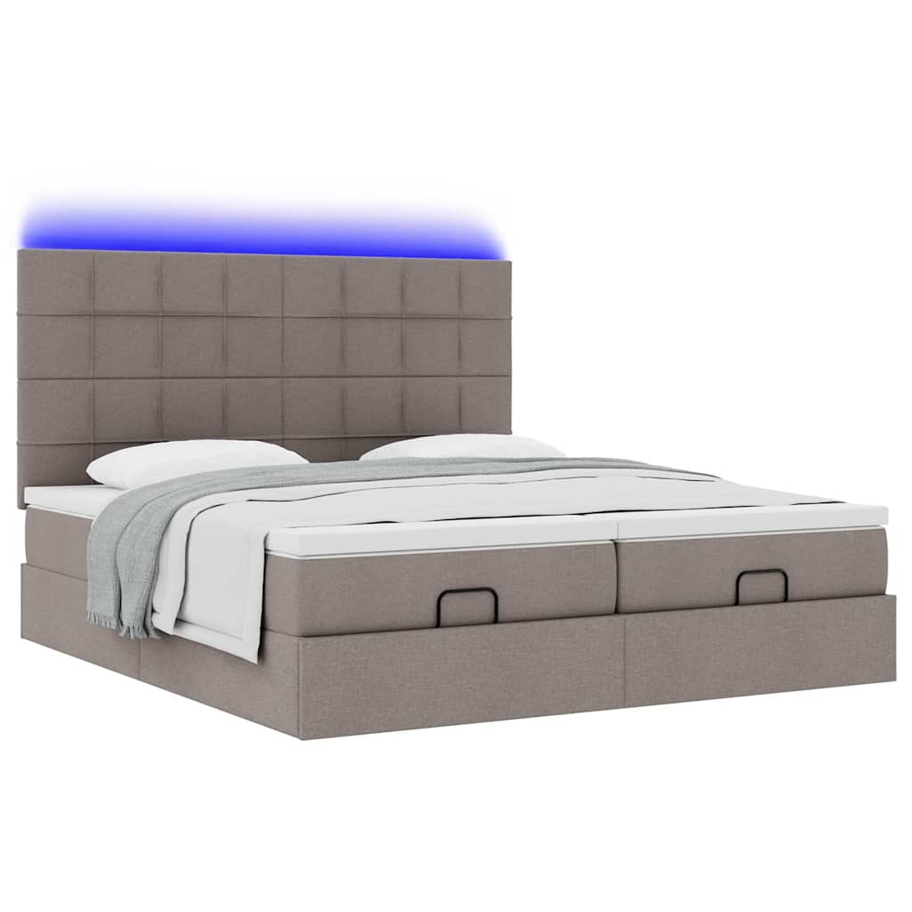 Cadre de lit ottoman avec matelas taupe 180x200 cm tissu - XIOS