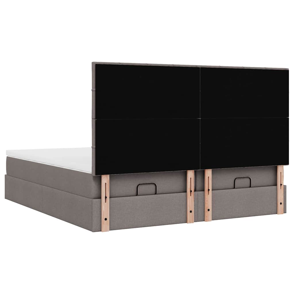 Cadre de lit ottoman avec matelas taupe 180x200 cm tissu - XIOS