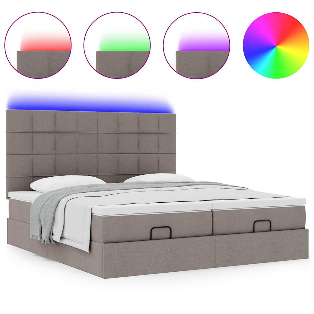 Cadre de lit ottoman avec matelas taupe 200x200cm tissu - XIOS