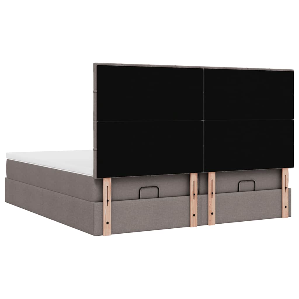 Cadre de lit ottoman avec matelas taupe 200x200cm tissu - XIOS