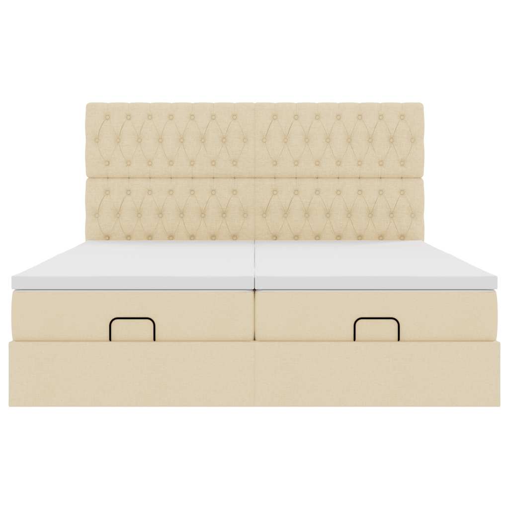 Cadre de lit ottoman avec matelas crème 160x200 cm tissu - XIOS