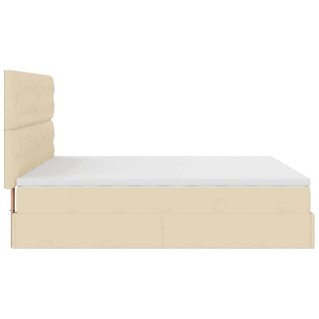 Cadre de lit ottoman avec matelas crème 160x200 cm tissu - XIOS