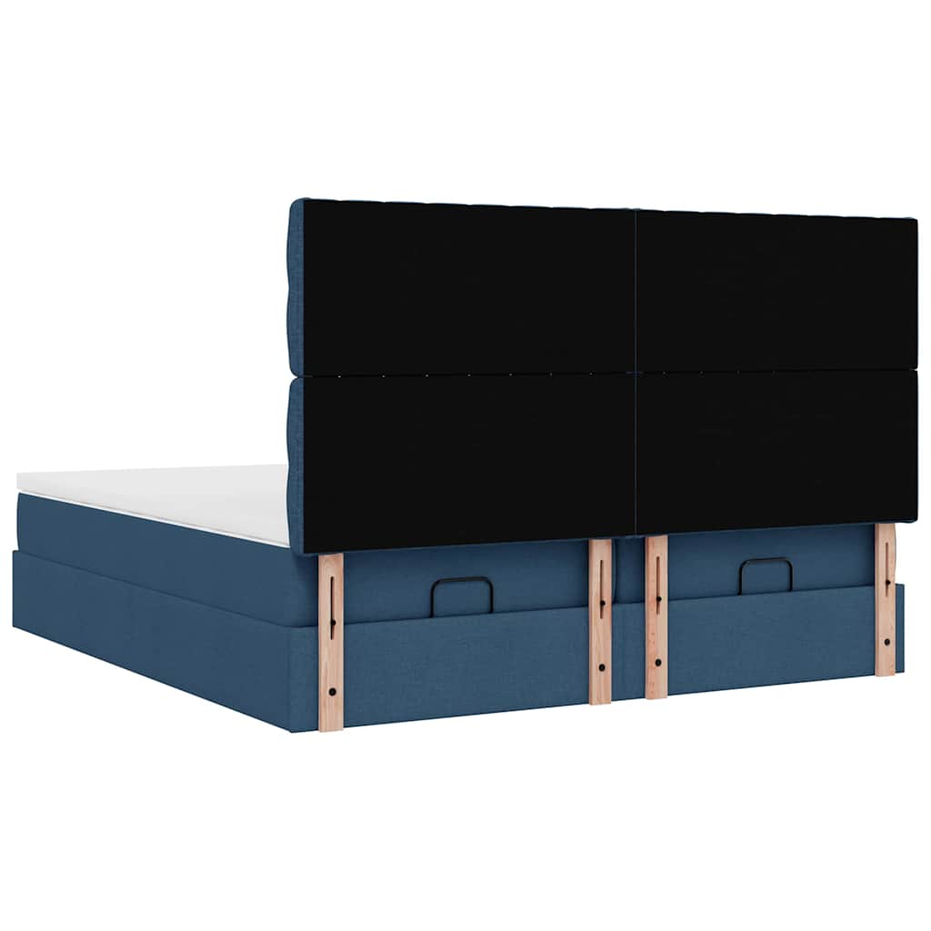 Cadre de lit ottoman avec matelas bleu 160x200 cm tissu - XIOS