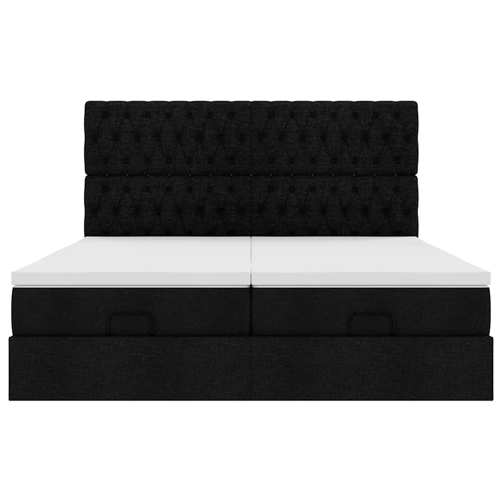 Cadre de lit ottoman avec matelas noir 180x200cm tissu - XIOS