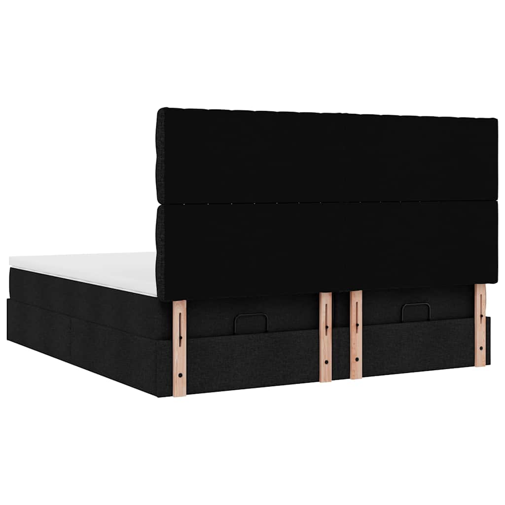 Cadre de lit ottoman avec matelas noir 180x200cm tissu - XIOS