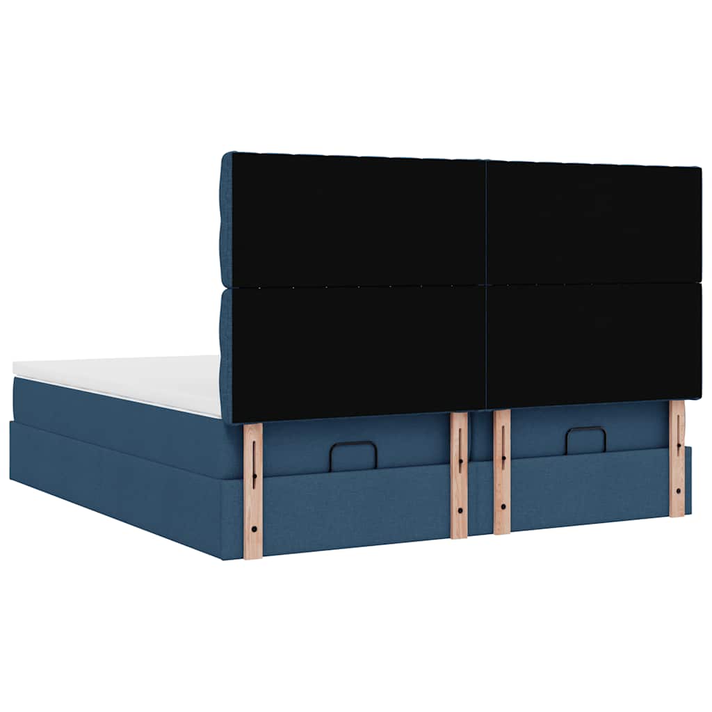 Cadre de lit ottoman avec matelas bleu 180x200 cm tissu - XIOS
