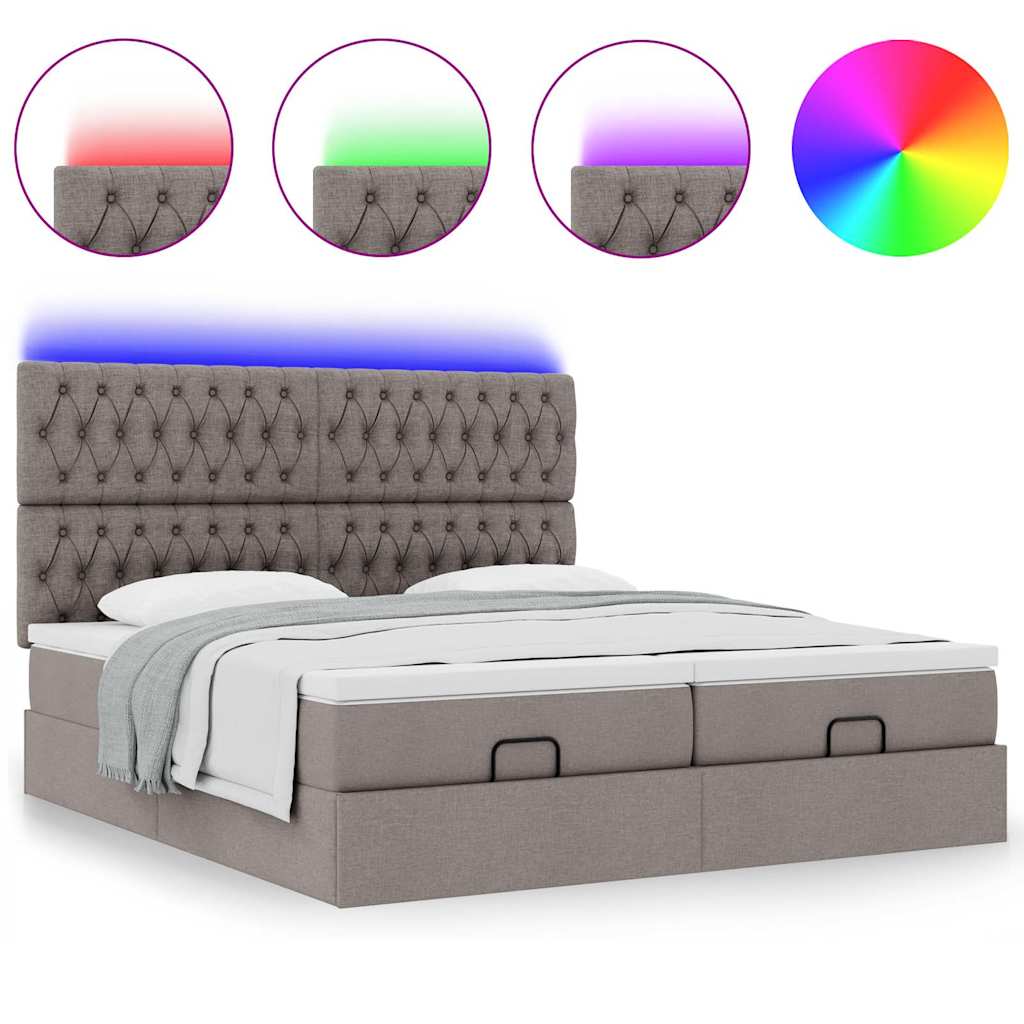Cadre de lit ottoman avec matelas taupe 200x200cm tissu - XIOS