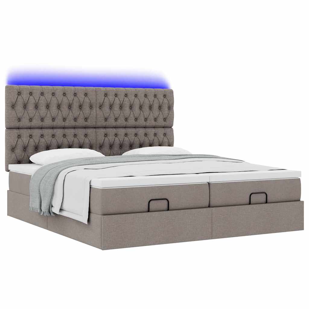Cadre de lit ottoman avec matelas taupe 200x200cm tissu - XIOS