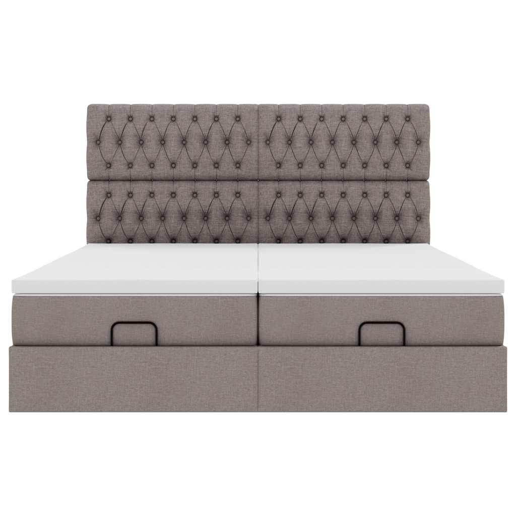 Cadre de lit ottoman avec matelas taupe 200x200cm tissu - XIOS