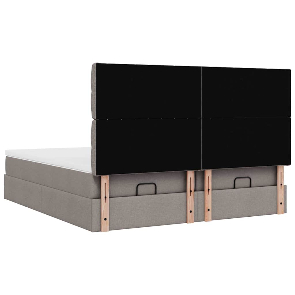 Cadre de lit ottoman avec matelas taupe 200x200cm tissu - XIOS