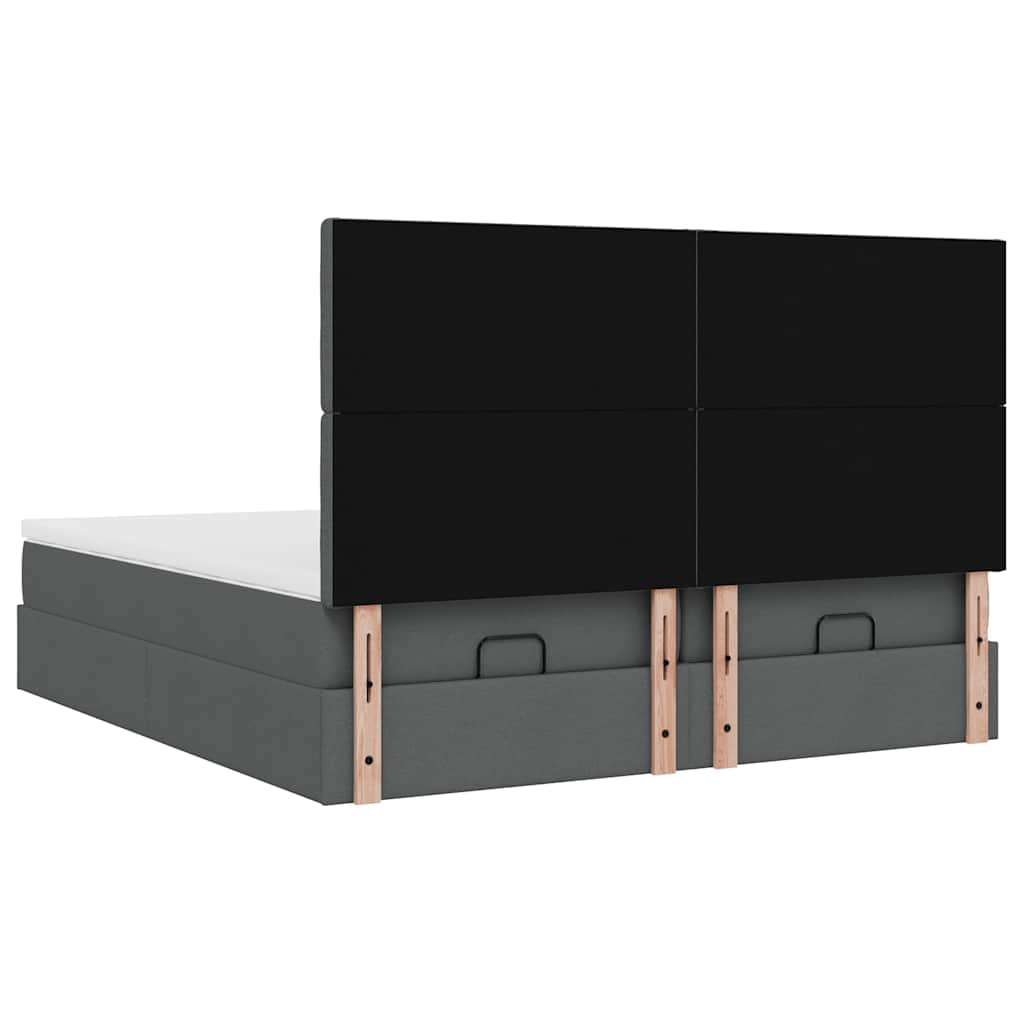 Cadre de lit ottoman avec matelas gris foncé 160x200cm tissu - XIOS