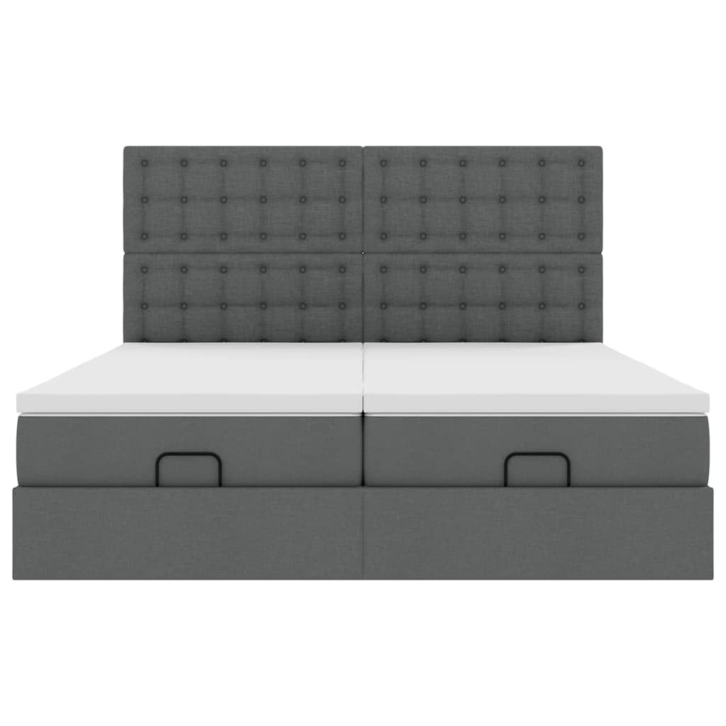 Cadre de lit ottoman avec matelas gris foncé 180x200cm tissu - XIOS