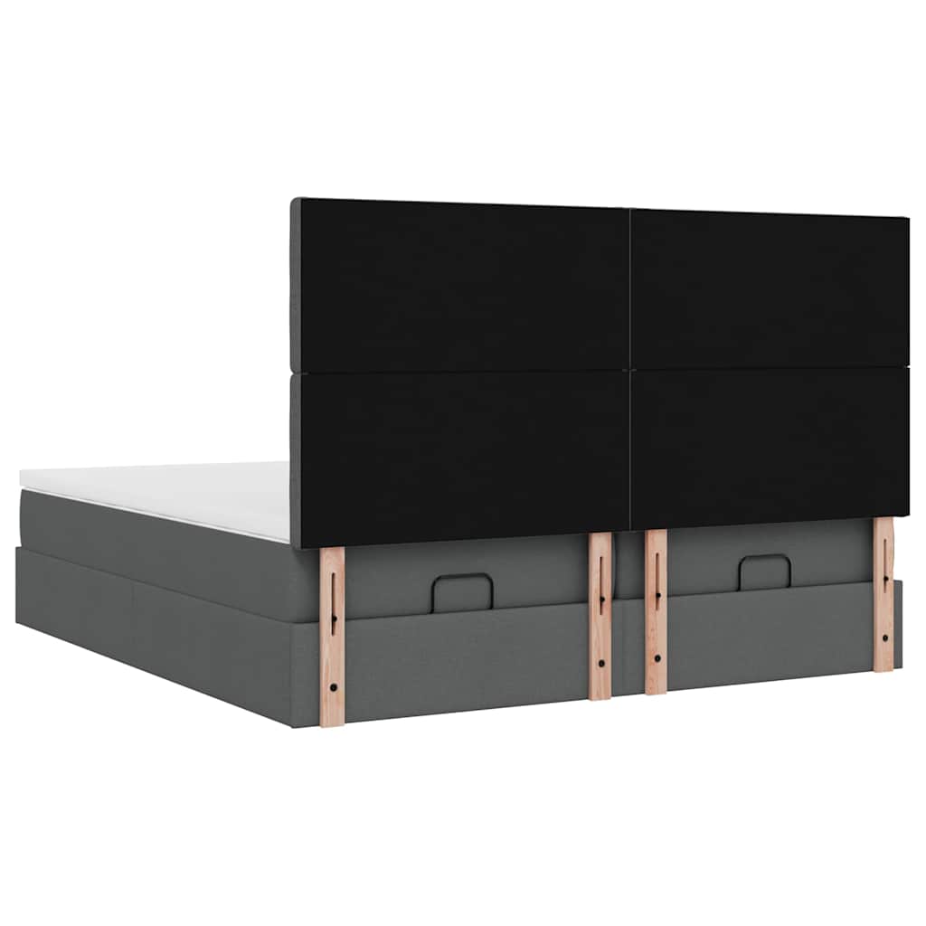 Cadre de lit ottoman avec matelas gris foncé 180x200cm tissu - XIOS