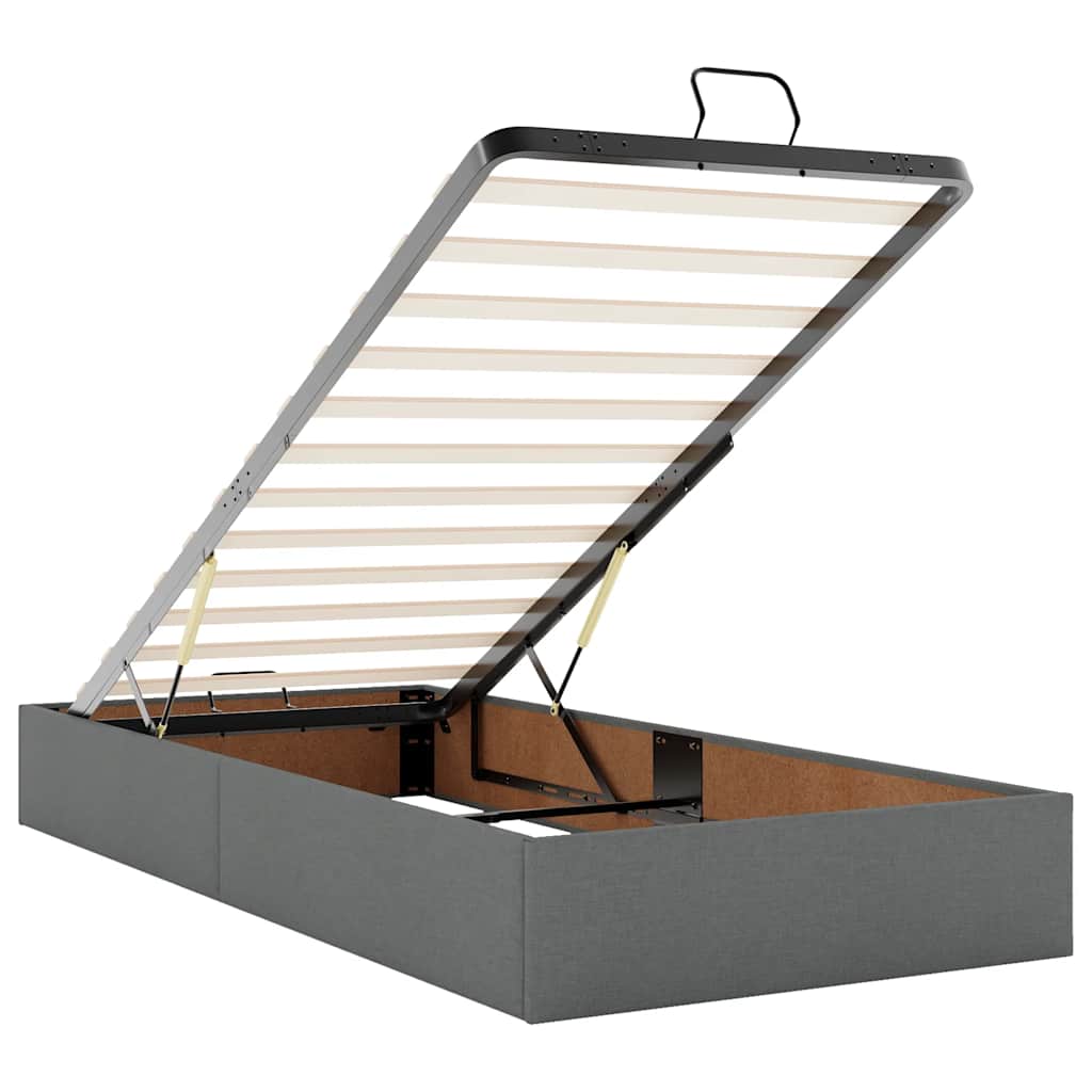 Cadre de lit ottoman avec matelas gris foncé 180x200cm tissu - XIOS